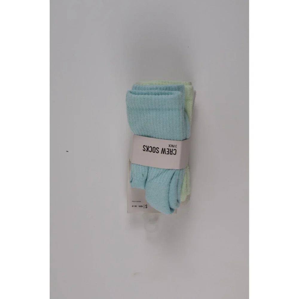 Youth Crew Socks 3 Pack Blue Green White Small NWT